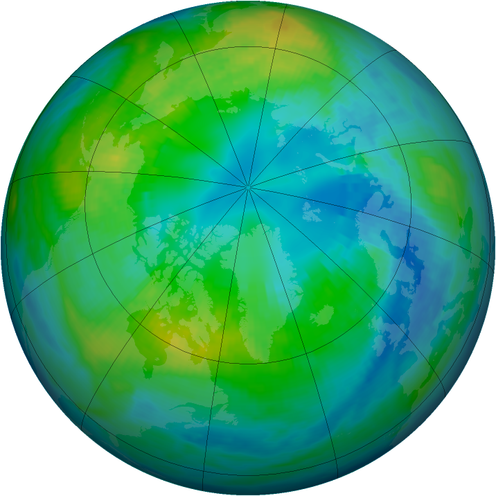 Arctic ozone map for 20 October 1982